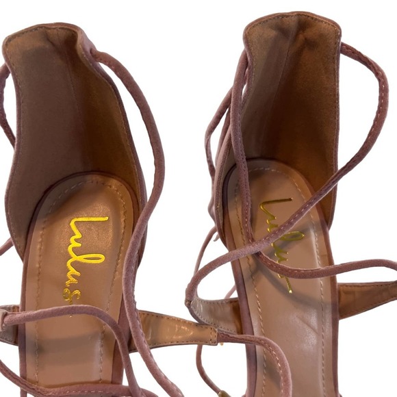 Lulu's women's size 8 1/2 pink stilleto heels w ankle ties night out formal 76 - Picture 11 of 13